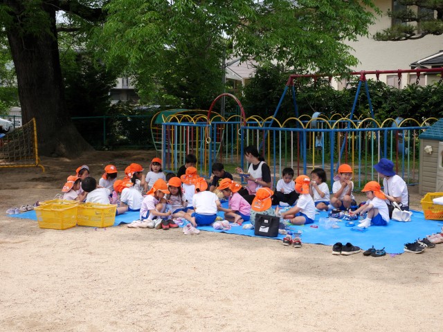 せんだんの木の下でシートを敷いて・・・